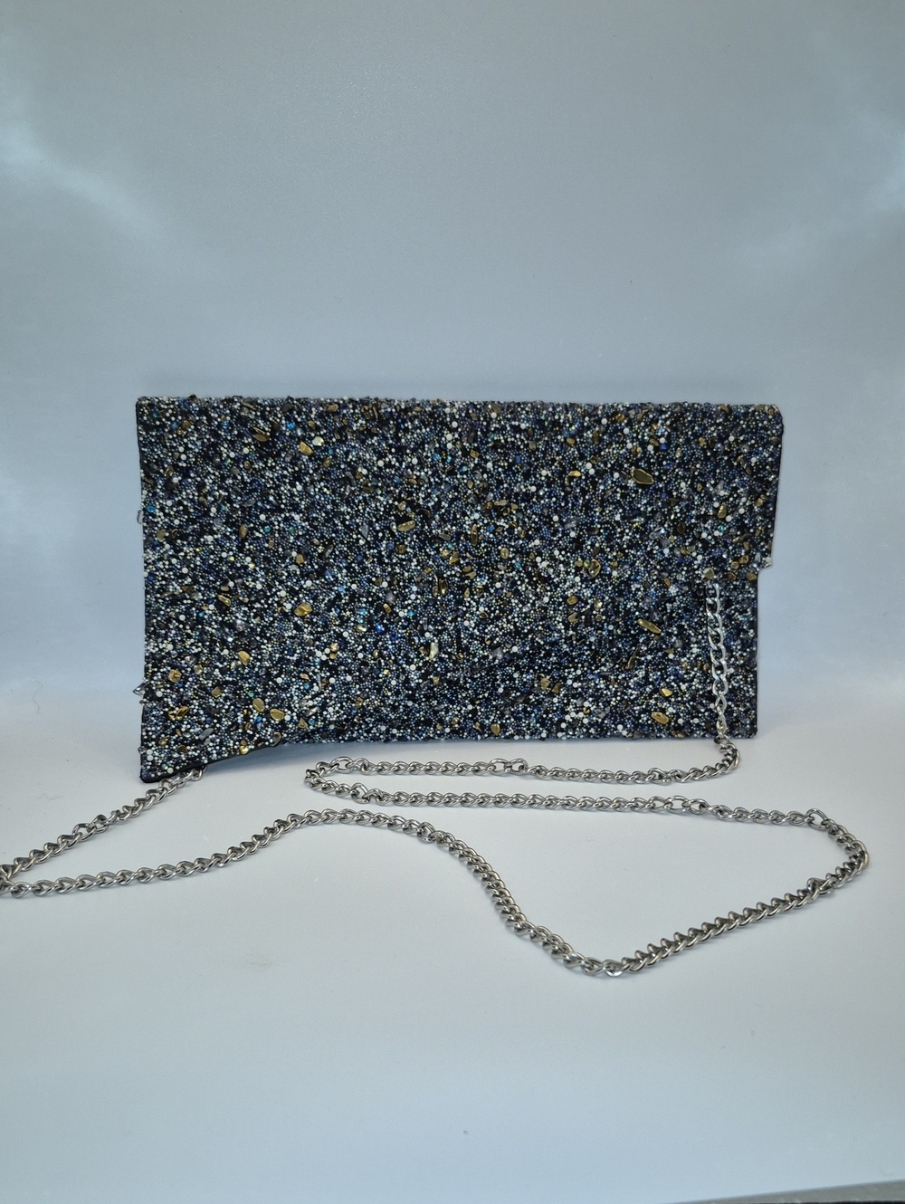 Nina ASYMMATRICAL Envelope Glitter Clutch.